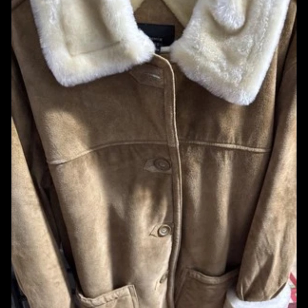 Dennis Basso Brown Teddy Jacket with Cream Collar